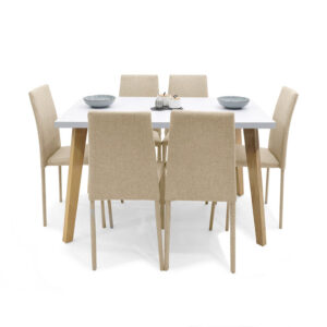 Set Comedor Lyon 6 Puestos Tela Beige 1 Set Comedor Lyon 6 Puestos Tela Beige